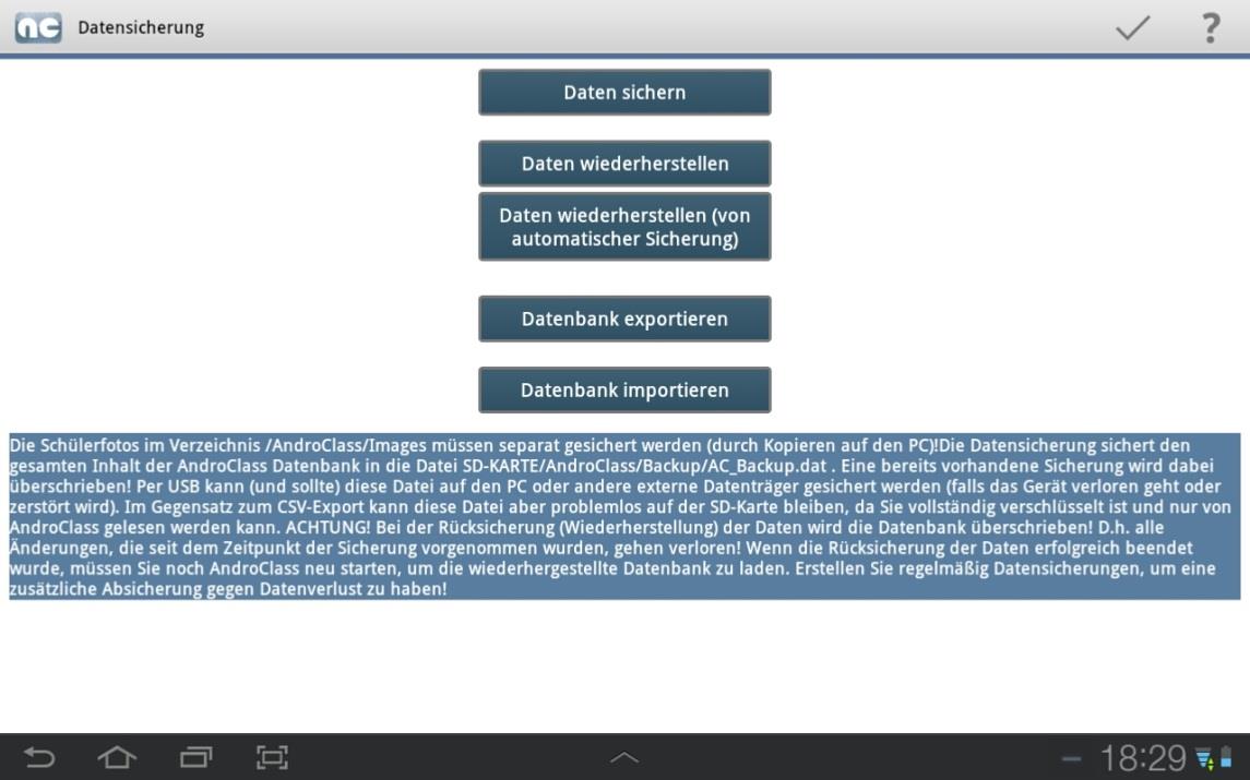 X. Die Datensicherung Datenbank exportieren Unter Menü Datensicherung werden mit der Funktion Datenbank exportieren die reinen Daten aus der Datenbank in eine eigene Datenbank-Export-Datei
