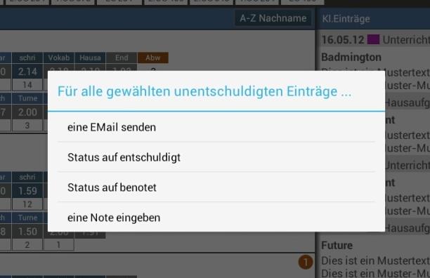 V. Der Schu ler b) Schüler-Kontakt anmailen DATENSCHUTZ: AndroClass verschickt aus Datenschutzgründen selbst keine emails!