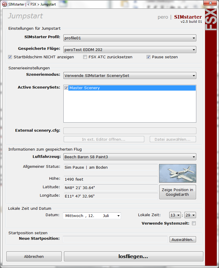JumpStart. Allgemein JumpStart ermöglicht es, sehr schnell einen gespeicherten Flug mit einem S Profil zu starten.