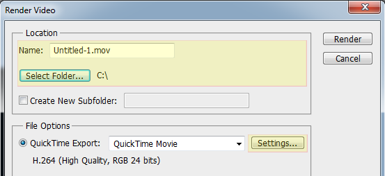 Anhang B: Bildersequenz in eine Video Datei umwandeln 131 Animation Timeline, mit unten links Kontrollen zum abspielen der Animation 9.