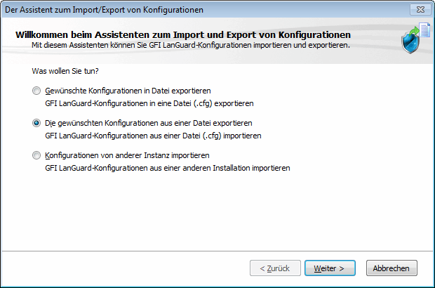 Screenshot 2: Importieren von Konfigurationen aus einer Datei 6. Bestätigen Sie das Überschreibungsdialogfeld durch Klicken auf Ja oder Nein. 7.