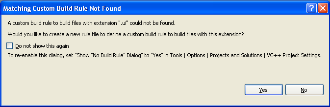 Abbildung 14: Neue Build Regel erstellen Erneut öffnet sich ein Dialog, in dem nun die eigentliche Regel für UI Dateien eingetragen wird (siehe Abb. 16).