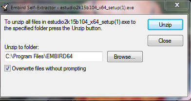 Dann entpackt Embird viele Dateien Sie sehen einen