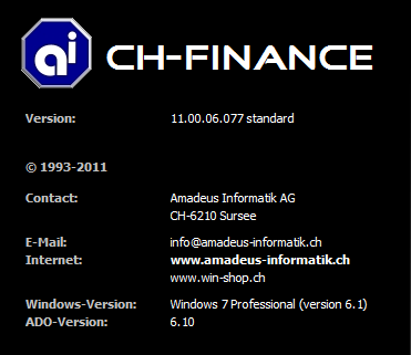 Allgemeine Hinweise Programmstart Das Programm wird mit einem Doppelkick auf das Icon CH-Finance