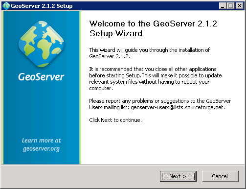 1.2.4 Java Runtime Environment (JRE) für Geoserver installieren Für den Geoserver wird die Java Runtime Environment in der 32bit Version benötigt. Führen Sie die Datei jre-7u17-windows-i586.