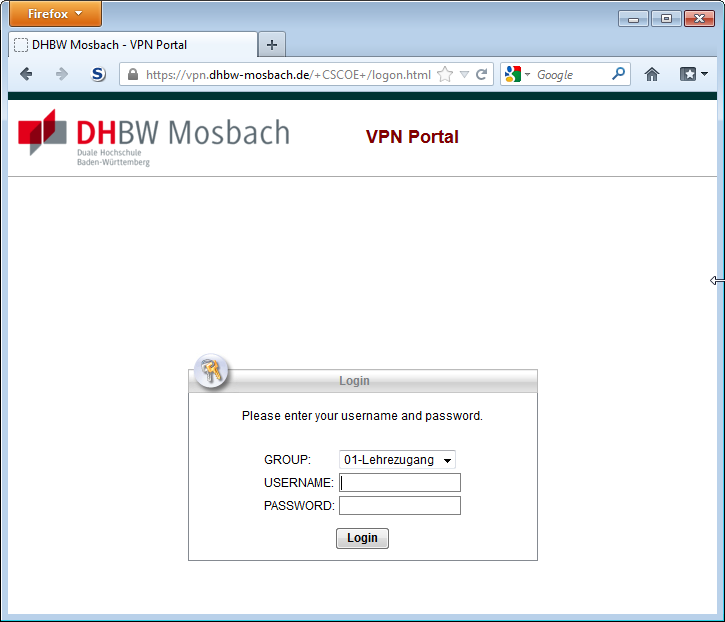 VPN-Zugang an der DHBW-Mosbach Seite 4 von 17 2 Der VPN-Zugang 2.