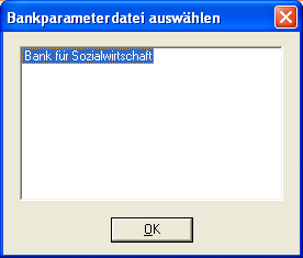 Klicken Sie auf Vorhandene BPD. Der Eintrag (im Beispiel Bank für Sozialwirtschaft ) muss markiert sein. Bestätigen Sie mit OK. Schließen Sie alle Fenster und beenden BFS-Online.PRO. 6.