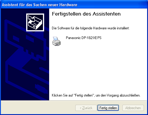 Installieren des Druckertreibers Anschluss mit USB-Kabel (Windows XP/Windows Server 2003) 6 Klicken Sie auf die