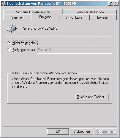 Konfigurieren der Druckertreiber-Einstellungen Windows 2000/Windows XP/Windows Server 2003 (Administrator) Freigabe-Registerkarte <Windows 2000> <Windows XP/Windows Server 2003> Drucker 1.