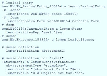 Verknüpfte lexikalische Daten: Ein Beispiel LLOD Linked Data German & English lexical resources XML edition and DB interface lemon Uby OS OE ON