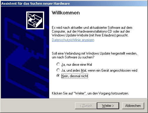 6 1.1 Windows XP Die Erläuterungen in diesem Abschnitt sind nur für das Betriebssystem Windows XP gültig. 1.1.1 USB-Treiber in Windows XP installieren Die Installation der USB-Treiber in Windows XP ist recht einfach.