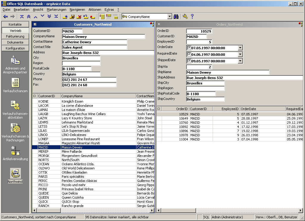 organice SQL Portal Einbindung von SQL-Tabellen aus Fremdapplikationen Einbindung von Tabellen aus