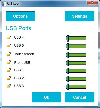 VMT6010/6012/6015 39 8.1.5 USB-Lock Die verschiedenen USB Ports lassen sich mit Hilfe dieser Anwendung aktivieren, bzw deaktiveren.
