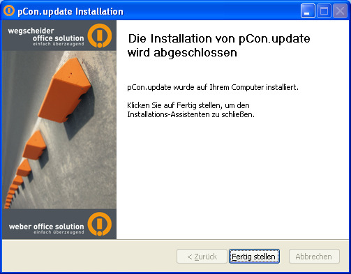 Anschliessend wird automatisch mit der Installation von pcon.update DataClient fortgesetzt.