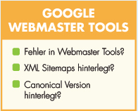 Onsite Optimierung > Webmaster Tools korrekt einrichten 3.7 Webmaster Tools korrekt einrichten 3.7.1 Google Webmaster Tools eingerichtet?