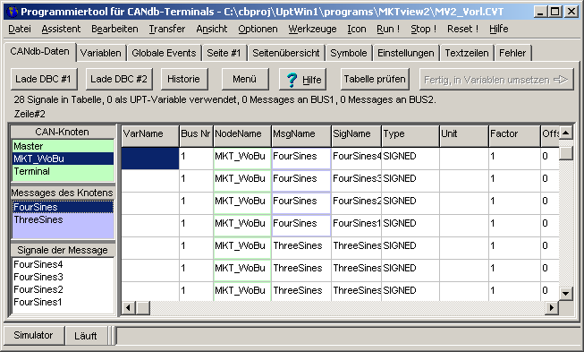 5.4 CANdb-Datei einlesen und die Anzeige mit CAN-Signalen verknüpfen In der CAN-Datenbasis (alias "Database for CAN"; CANdb; *.
