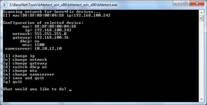 1.0 IP Konfiguration Unter ftp://beronet:berofix!42@213.217.77.2/tools/bfdetect_win_x86 gibt es das Netzwerkkonfigurationsol bfdetect.exe. Diese.exe muss einfach geöffnet werden.