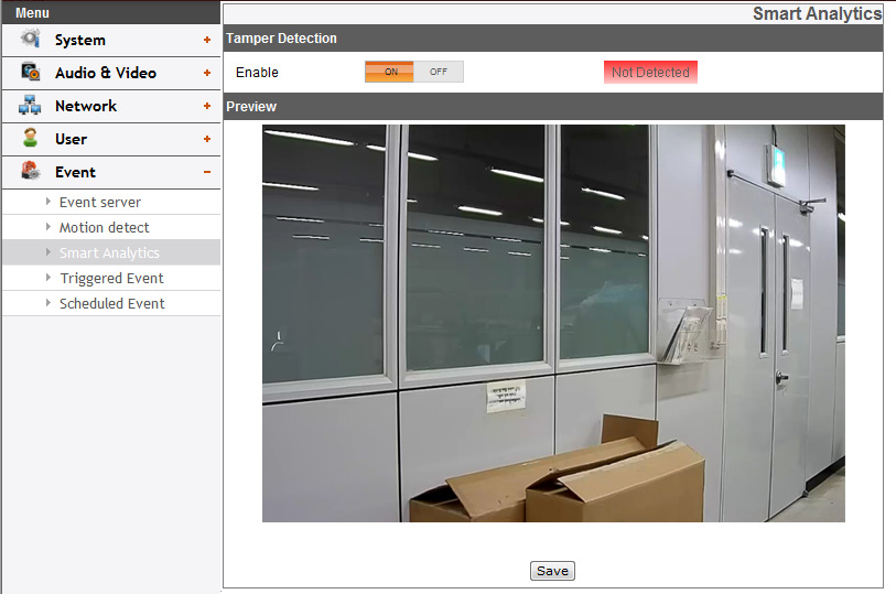 Motion detect Smart Analytics Preview Sie haben die Möglichkeit, das Fenster Bewegungserkennung im Vorschaufenster anzuzeigen.