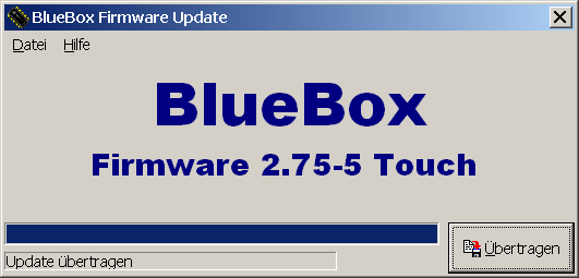 Konfiguration und Datenübertragung Klick auf <OK> Klick auf <Ja>. Die BlueBox startet neu, Sie können das Fenster schließen.