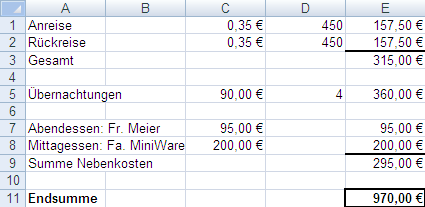 Übung: Verknüpfung mit Word Die Datei U-Reisekosten-Excel.