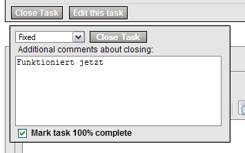 34 Hinzufügen von Kommentaren Nach dem Anlegen eines Tasks wird dieser gespeichert und in der Übersicht als Task-Zeile angezeigt Durch Klick auf die Task-Zeile kommen Sie zur Zusammenfassung des