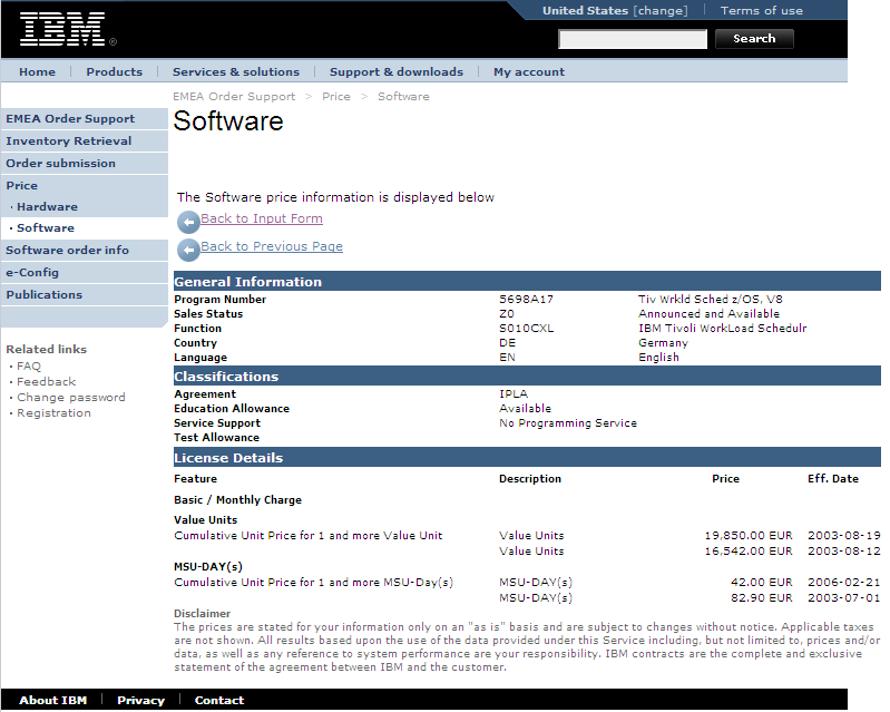 Sachverwandte Web-Tools Software Pricing online Separates