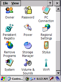 Die Konfiguration der Summit Software erfolgt über das in der Control Panel dargestellte Wi-Fi Symbol. Die Summit Funkkarte ist in der Werkseinstellung auf den Reg. Domain: World Mode eingestellt.