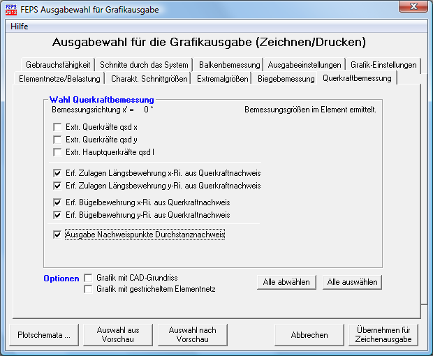 5.2.6 Registerkarte Querkraftbemessung Analog zur Biegebemessung können Bemessungsquerkräfte q x, q y oder Hauptquerkraft q I dargestellt werden.