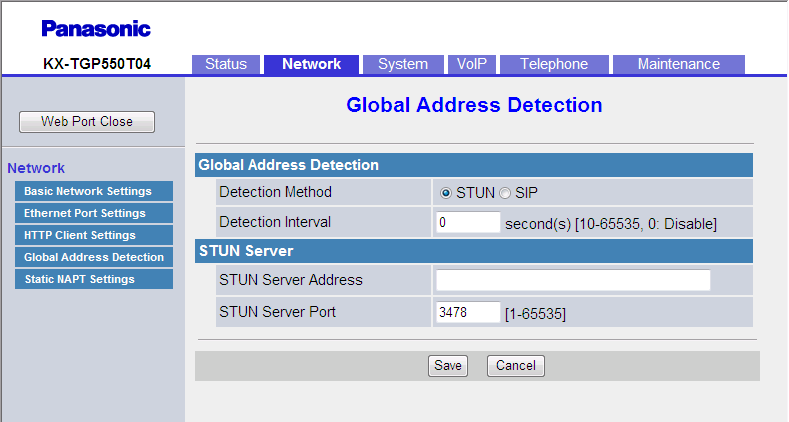 3.4.4 Global Address Detection Proxy Server Address Legt die IP-Adresse/Name des Proxy-Servers fest. Max.