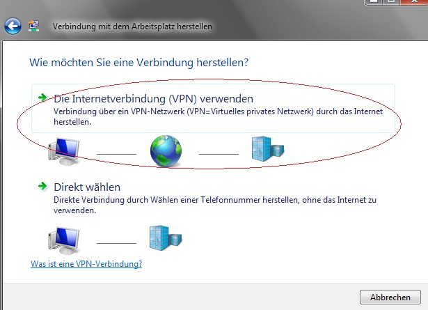 Windows Vista Die Einstellungen der VPN Verbindungen sind unter Vista äquivalent zu den Einstellungen bei Windows XP. Man gelangt jedoch auf anderem Wege dahin.