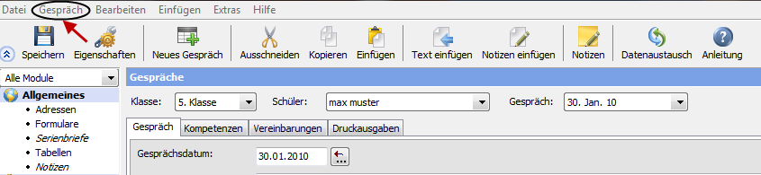 Datum des Beurteilungsgespräches im Zeugnis eintragen Hier gibt es zwei Möglichkeiten: Variante: Gespräch = Beurteilungsgespräch Das Datum für das Beurteilungsgespräch im Zeugnis wird automatisch