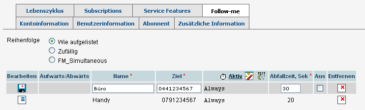 3.5 Follow-me guest-voip.ch bietet Ihnen mit Follow-me eine sehr leistungsfähige Funktion zur Rufumleitung und Weiterleitung an.