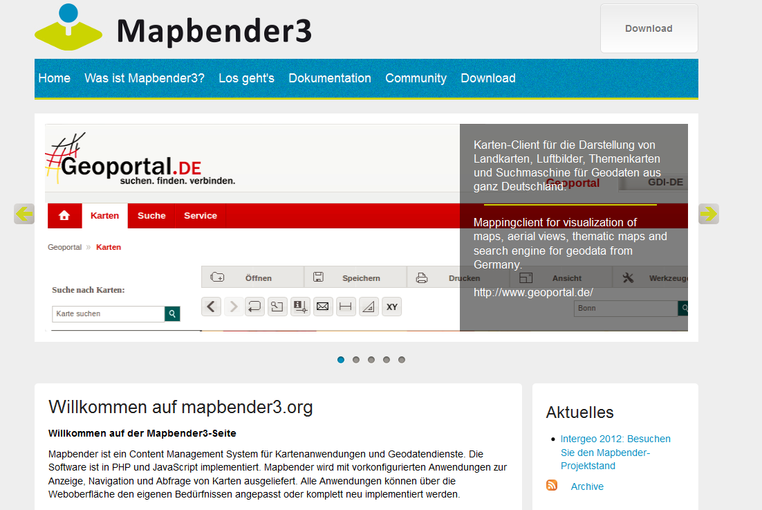 Mapbender3: brandneue Webseite ist online! Mapbender3 ist der Nachfolger der erfolgreichen Version 2.
