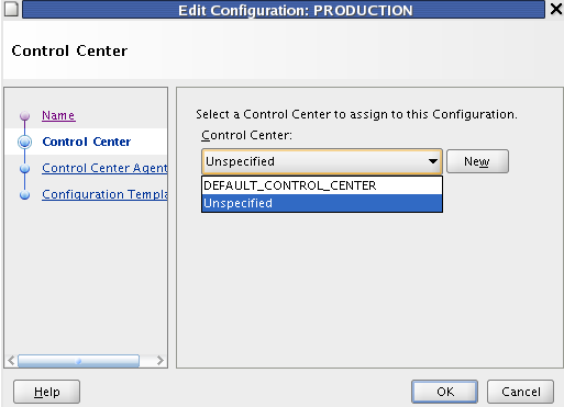 Jeder Configuration ist ein Control Center und ein Control Center Agent zugeordnet.