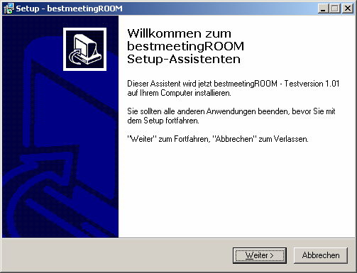 bestmeetingroom VMware Install Seite 7 Installation des virtuellen Servers: Klicken Sie nun die Datei bmr_setup.exe im Verzeichnis bestmeetingroom auf der CD oder der entpackten ZIP-Datei an.