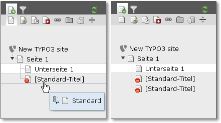 4 Seiten anlegen 4.1 Der TYPO3-Seitenbaum ten anlegen und deren Position bestimmen können. Das ist sehr praktisch und erspart Ihnen einige Klicks, wenn Sie eine Seitenstruktur anlegen wollen.