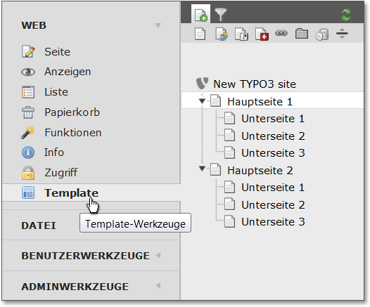 5 Einstieg in TypoScript 5.2 Anlegen und Verwalten von Templates 5.