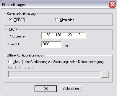 Geben Sie unter IP Address die IP-Adresse des Inline- Controllers ein, für den Sie die OPC-Daten nutzen wollen.