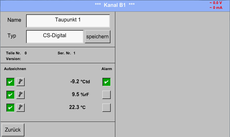 Taupunktsensor mit dem Typ CS-Digital 8.3.2.