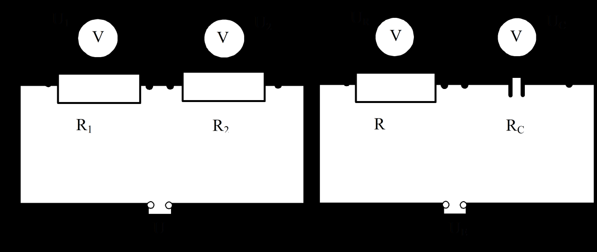 Anhang 3: Spannungsteiler Legt man eine Spannung U an eine Reihenschaltung von zwei oder mehreren Widerständen (Beispiel: Lichterkette), so wird die Spannung aufgeteilt.