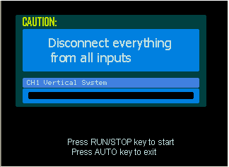 Selbstkalibierung Die Selbstkalibierung korrigiert die internen Schaltungen um die beste Genauigkeit zu erreichen. Benutzen Sie diese Funktion für die Kalibrierung des Vertikal- und Horizontalsystems.