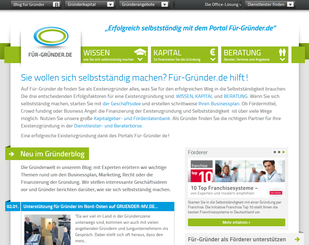 2 Deutschlands führendes Portal für Existenzgründer Für-Gründer.