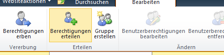 Abbildung 30 Anmeldung SharePoint III. Klicken Sie auf "Websiteaktionen" und auf "Websiteberechtigungen". Abbildung 31 Websiteberechtigungen a.