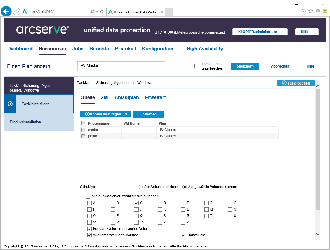 Backup mit ArcServe UDP