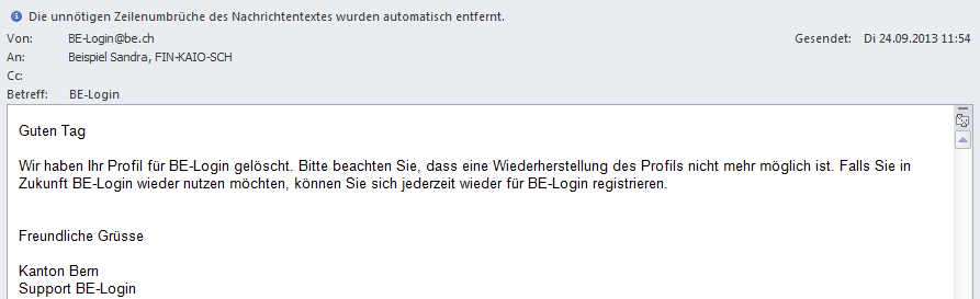 Weil dieser Schritt nicht rückgängig gemacht werden kann, werden Sie nochmals danach gefragt, ob Sie das Profil wirklich löschen möchten. 6.