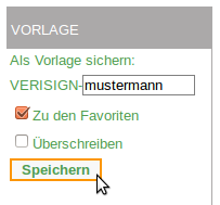 Bevor Sie den Auftrag versenden, können Sie die aktuellen Formulardaten als Vorlage speichern.