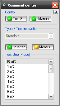 Schritt 3 Auswahl des Testschrittes Drücken von F6 führt zur Auswahl des Testschrittes (Mode) (Hierbei kann der Mode durch Eingabe des Namens oder mittels der Pfeiltasten ausgewählt und mit Enter