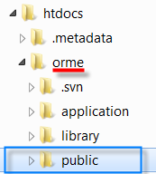 Installationsanleitung 8 3.3. ORME INSTALLIEREN Nachdem die Datenbank angelegt ist wird der mitgelieferte Zip-File ORME.ZIP in das Verzeichnis C:\xampp\htdocs entpackt.