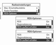 Radio 201 Ein- und Ausschalten der Regionalisierung Für die Regionalisierung muss RDS eingeschaltet sein.