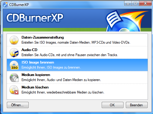 2.2 Erstellen einer BUROSCH FullHD TestDisc (DVD) unter Windows XP mit der Freeware CDBurnerXP. Als Alternative zum kostenpflichtigen Programm Nero können Sie die Freeware CDBurnerXP verwenden.